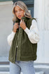 Snap Button Pocketed Sherpa Vest Jacket